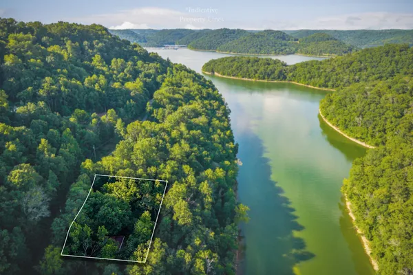 a view of a lake with a mountain in the background