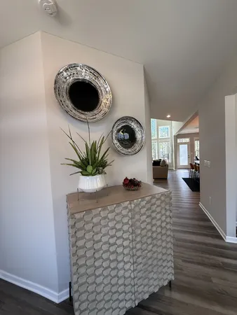 a view of entryway with wooden floor