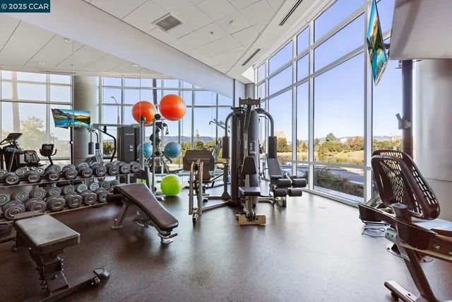 a view of a room with gym equipment