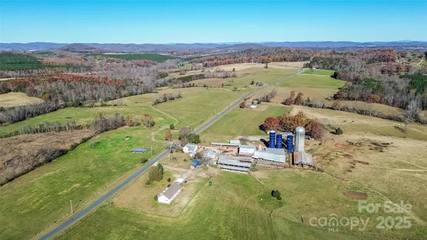 an aerial view of a house with a outdoor space