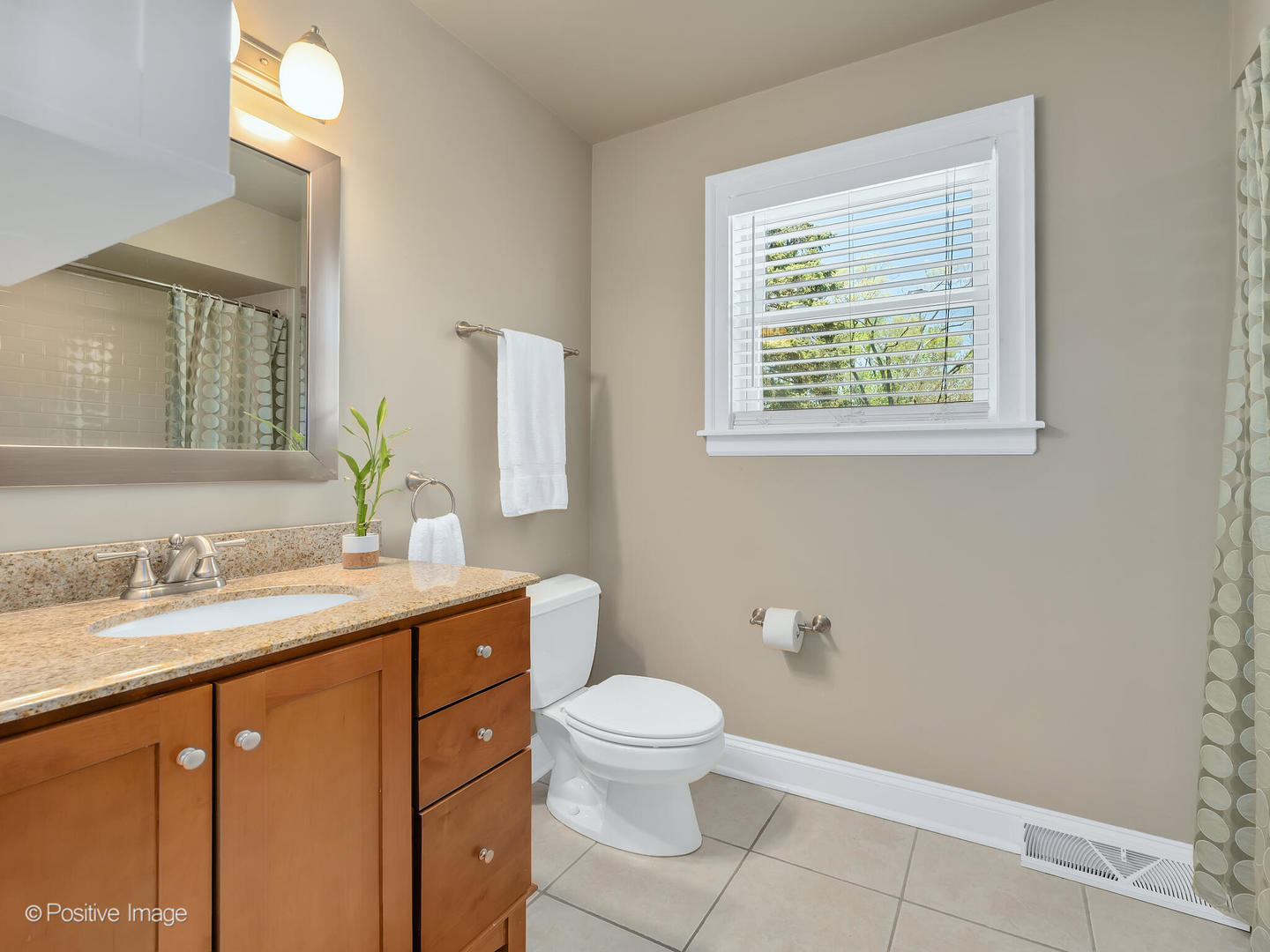 302 Southcote Road Riverside, IL 60546 - Photo 26 of 40 a bathroom with a granite countertop sink toilet a large mirror and a window