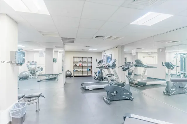 a view of a room with gym equipment