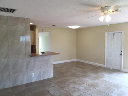 a view of a livingroom with a bathroom