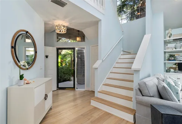 a view of a swimming pool and an ocean view
