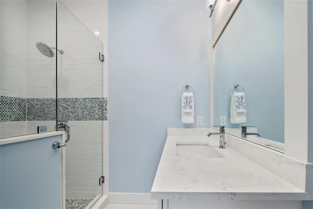 a view of a swimming pool and an ocean view