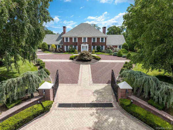 an aerial view of a house with a garden