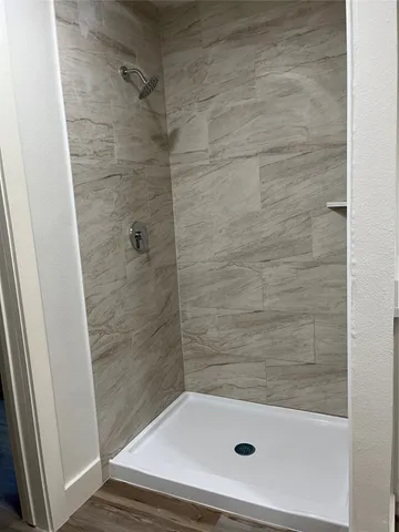 a bathroom with a shower