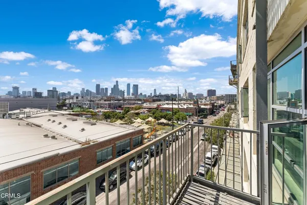 a view of city from a balcony