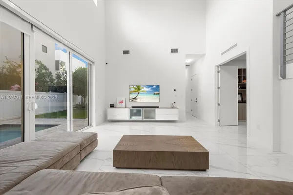 a living room with furniture