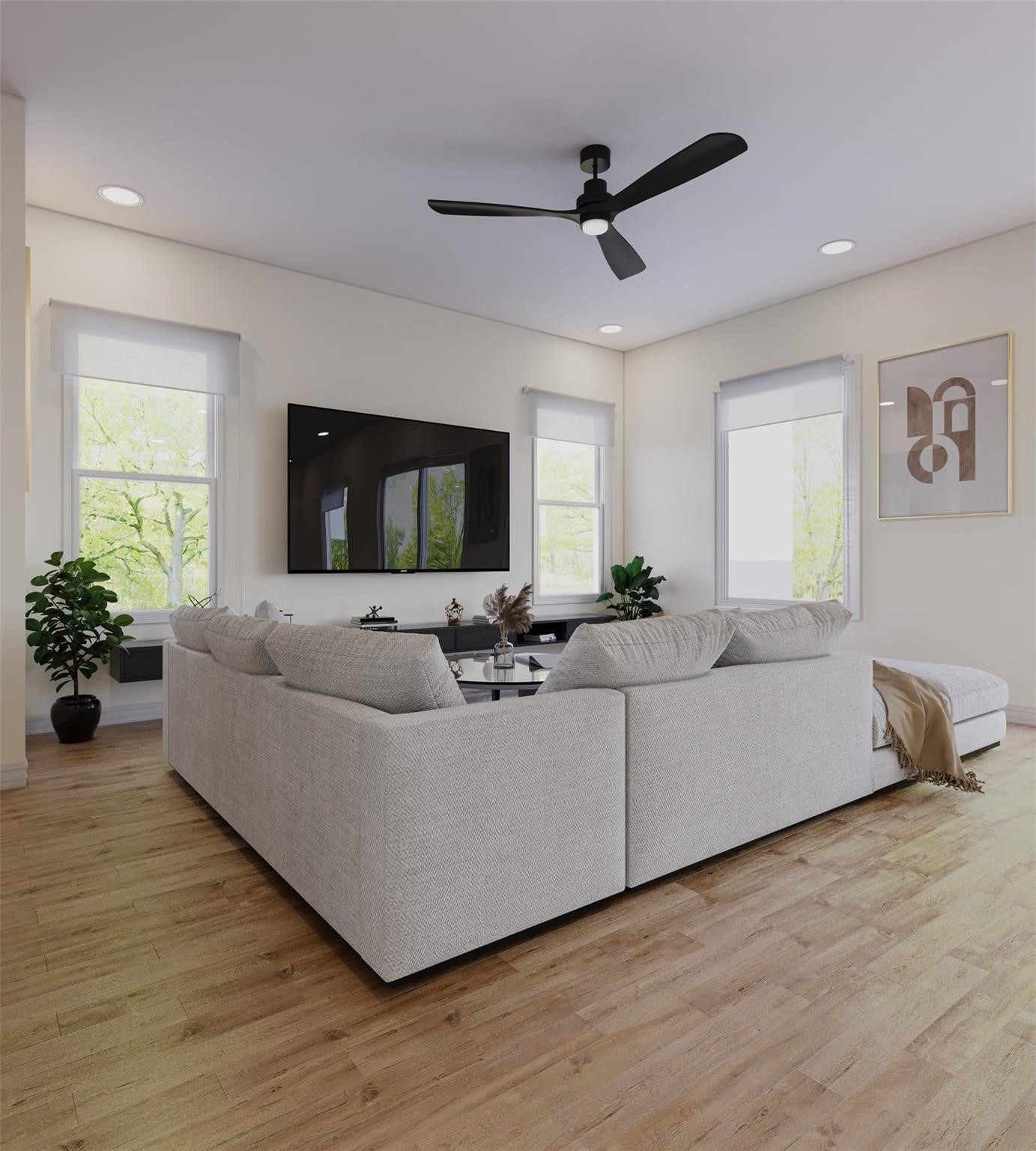 6545 Sealey Street Houston, TX 77091 - Photo 3 of 8 a living room with furniture and a flat screen tv