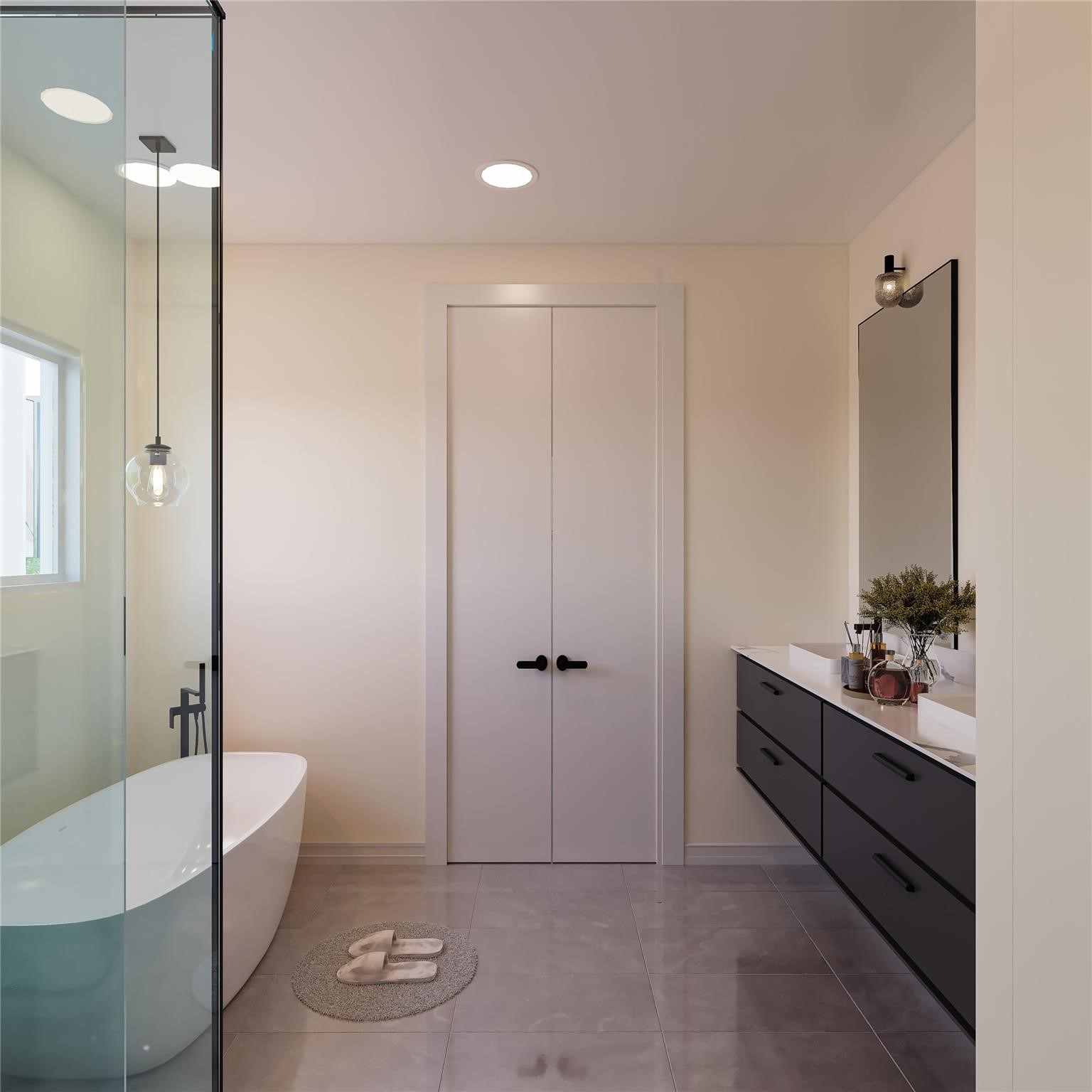 6545 Sealey Street Houston, TX 77091 - Photo 7 of 8 a bathroom with a double vanity sink and mirror