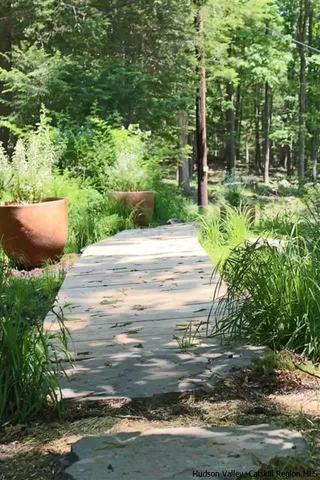 a view of a backyard of the house