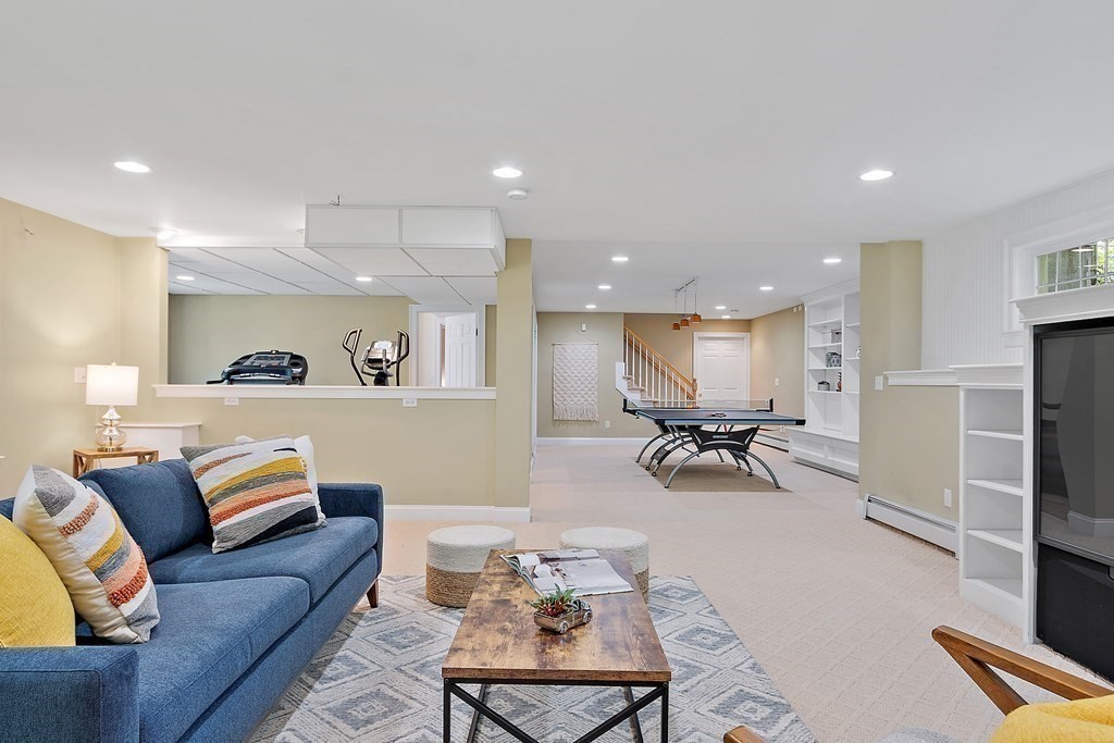 298 Old Harvard Road Boxborough, MA 01719 - Photo 28 of 42 a living room with furniture and a flat screen tv