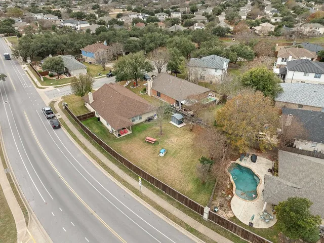 an aerial view of a house