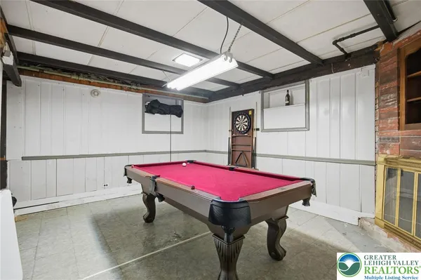 a room with pool table