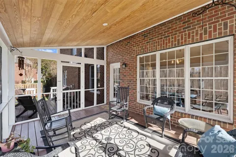 a balcony with furniture