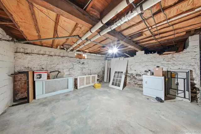 a view of a garage with furniture