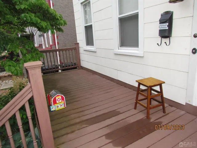 a view of a bench in patio