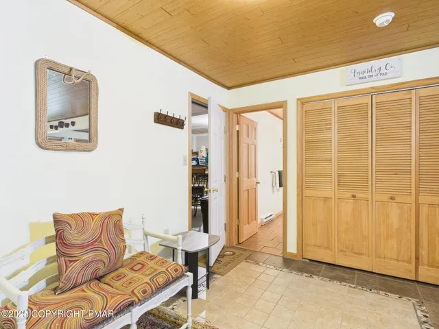 a bench sitting in front of a building