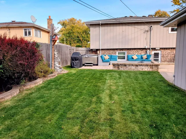 a view of patio filled with furniture