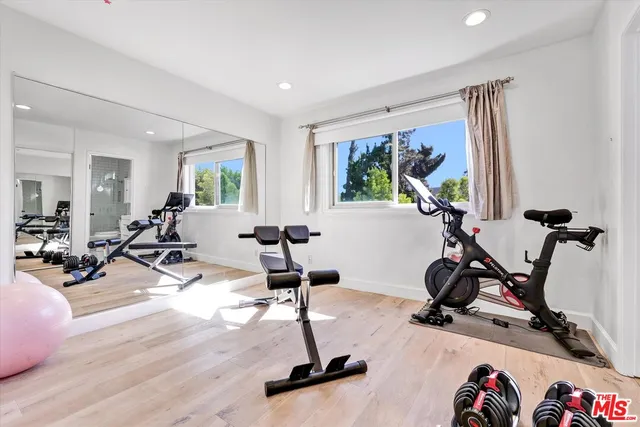 a view of a room with gym equipment