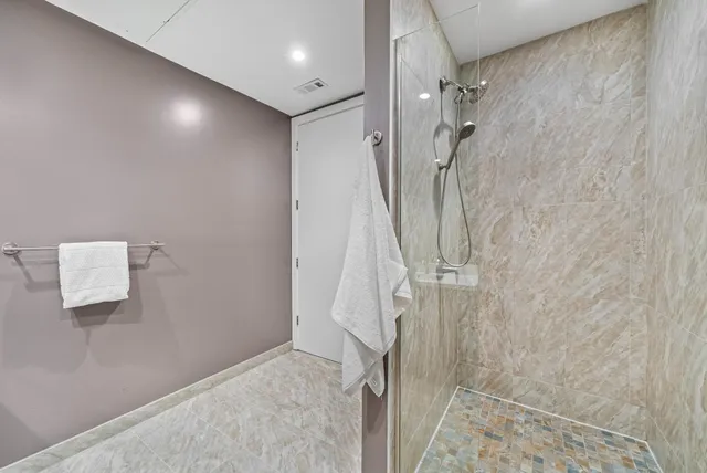 a bathroom with a shower
