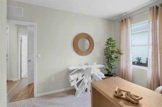 a room with a table and a chair