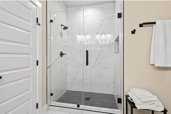 a bathroom with a shower