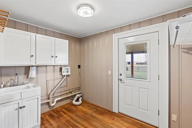 a room with a table and chairs