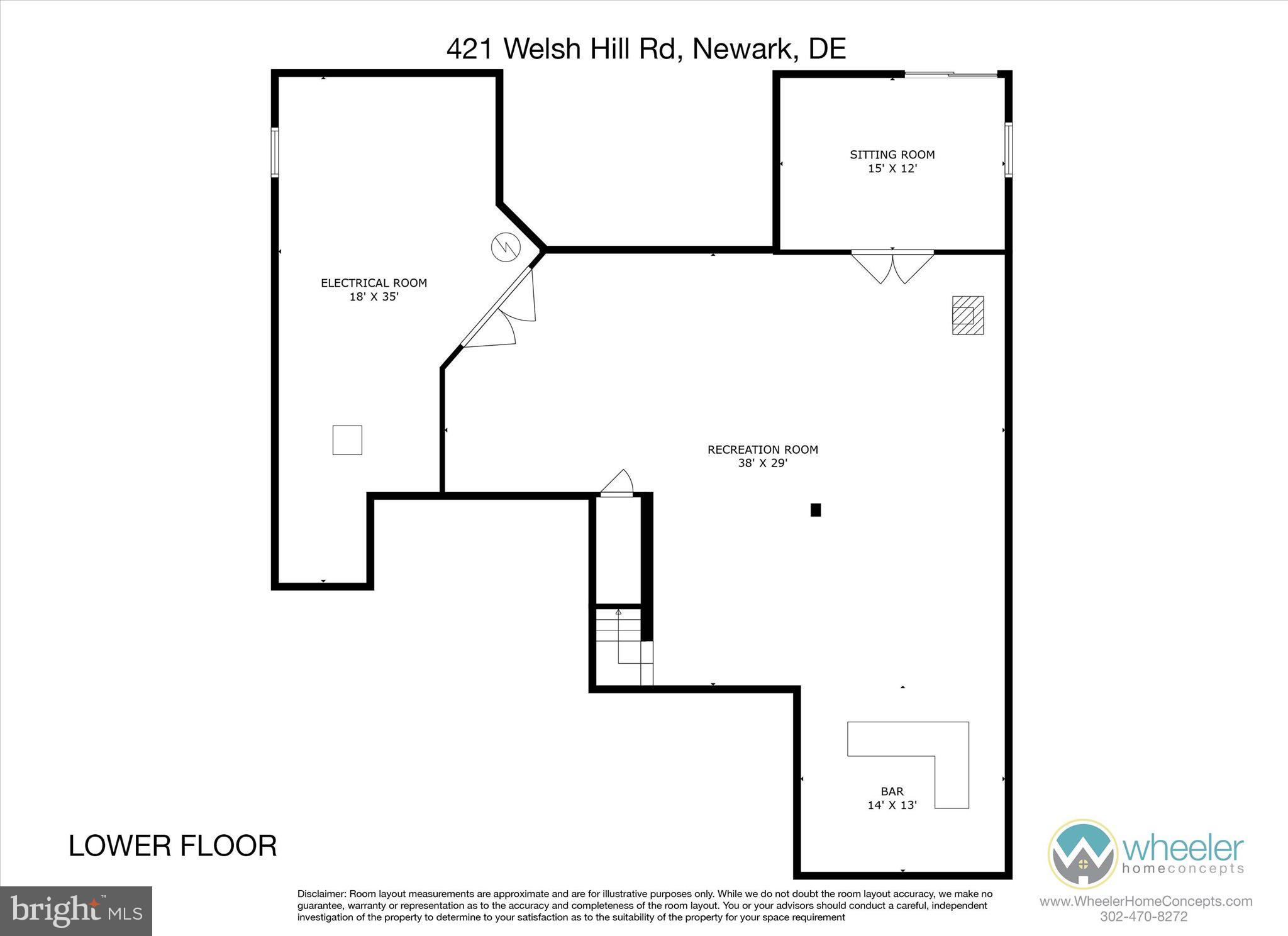 421 Welsh Hill Road Newark, DE 19702 - Photo 31 of 32 Finished basement floor plan
