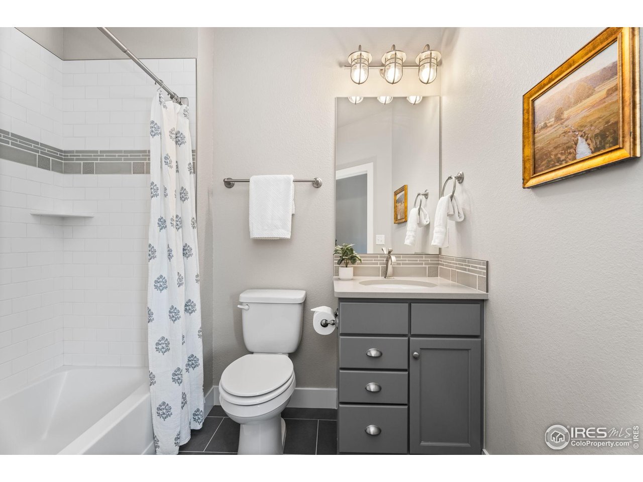 6977 Foxton Court Timnath, CO 80547 - Photo 27 of 32 a bathroom with a toilet a sink and a mirror