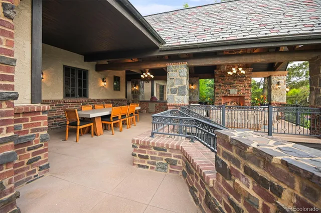 an outdoor view with patio