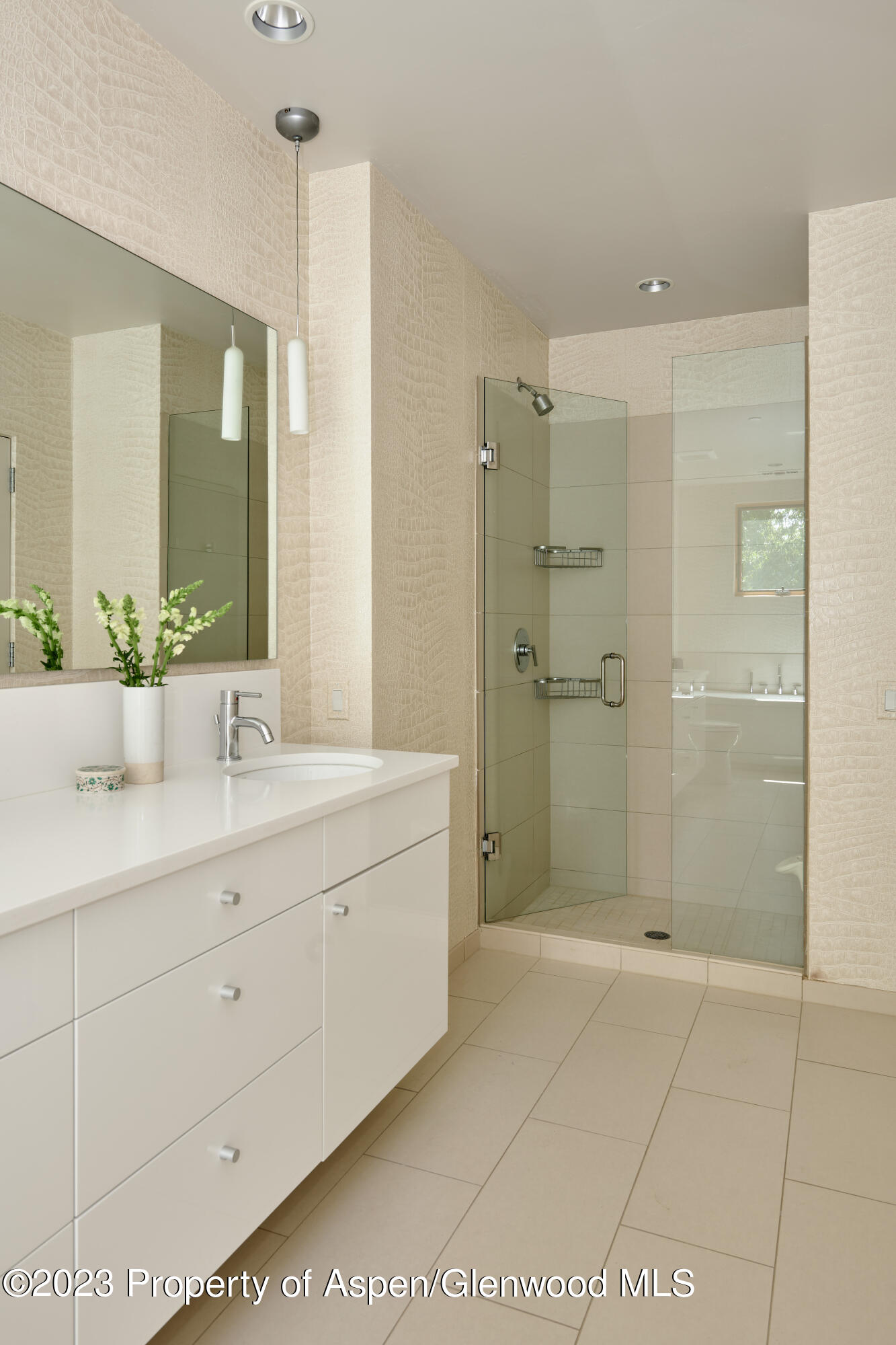 202 Evans Road, Unit 203 Basalt, CO 81621 - Photo 12 of 24 a bathroom with a shower sink and mirror
