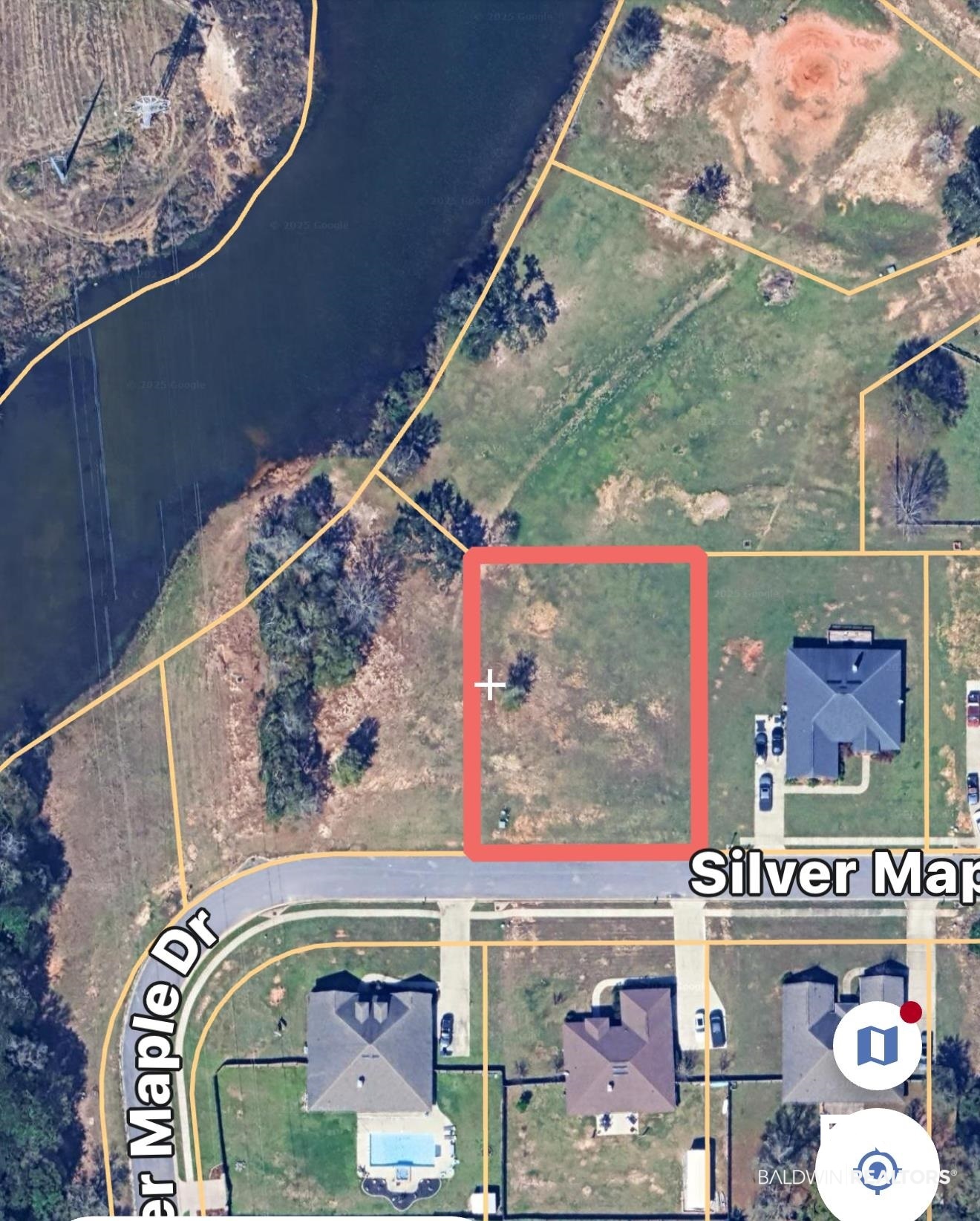 0 Silver Maple Drive Mobile, AL 36619 - Photo 3 of 3 Aerial view of property's location featuring property parcel outlined