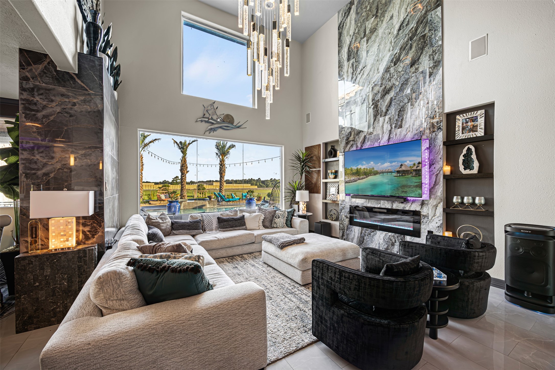 12345 White Oak Point Conroe, TX 77304 - Photo 14 of 50 a living room with furniture and a flat screen tv