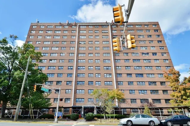 a front view of a building