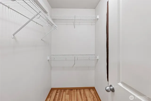 a view of a room with racks on the wall