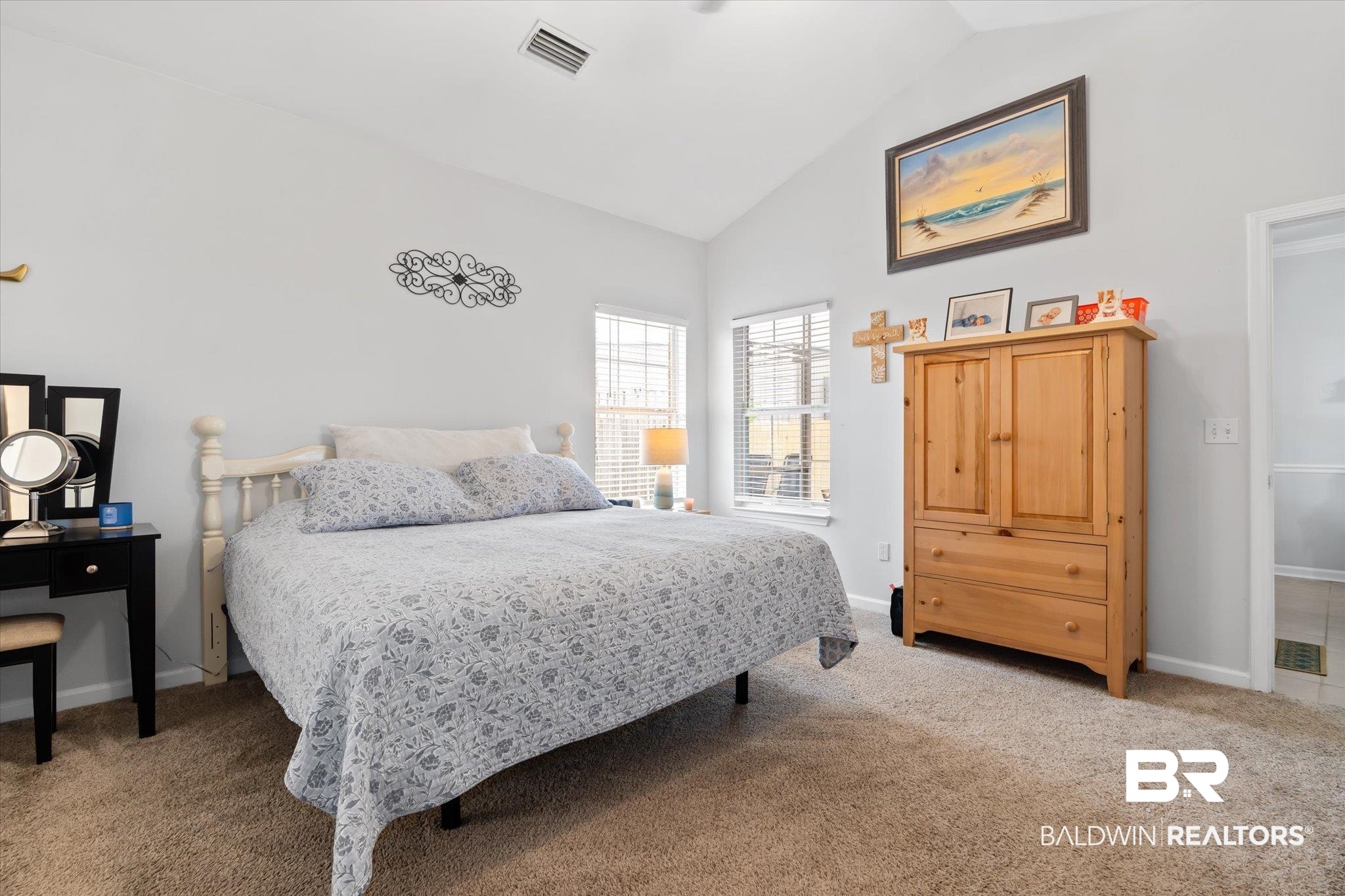 3876 Emerille Drive Foley, AL 36535 - Photo 14 of 31 Bedroom with vaulted ceiling and carpet floors