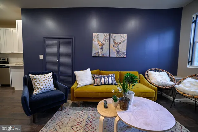 a living room with furniture