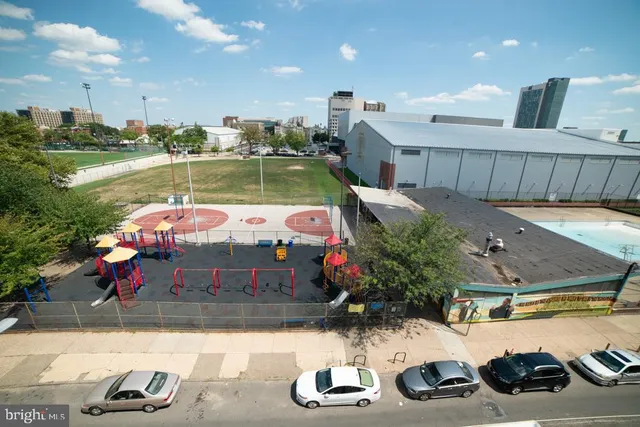 a view of a terrace with sky view