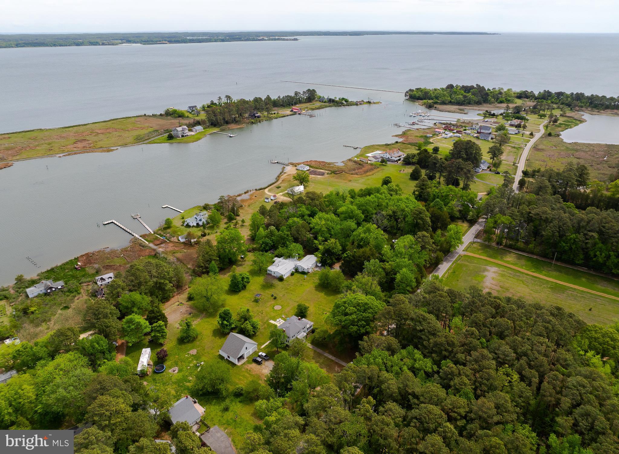 16146 Thomas Road Piney Point, MD 20674 - Photo 43 of 57 an aerial view of ocean with residential houses with outdoor space and trees