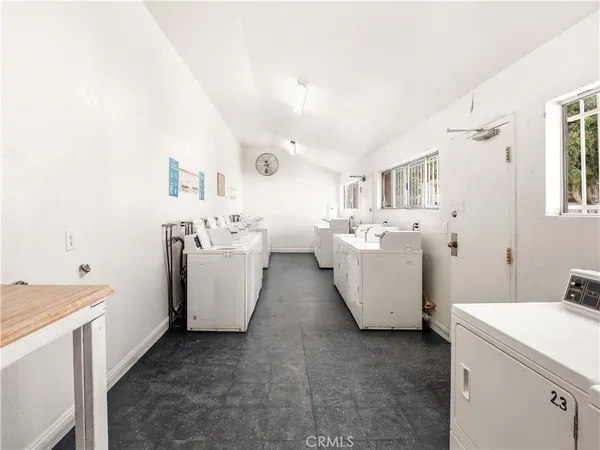 a view of storage room with washer and dryer