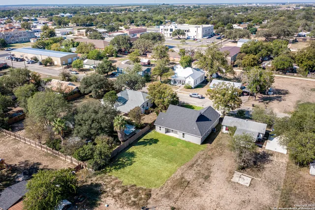 an aerial view of a house