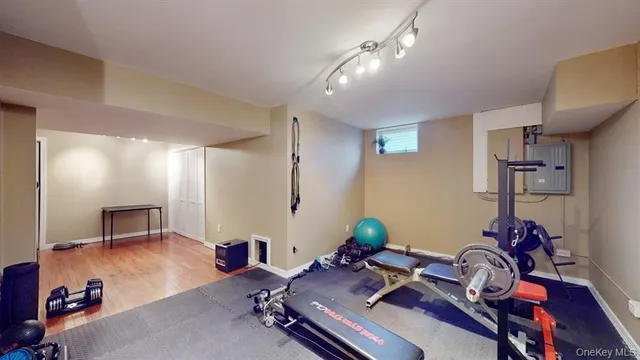 a view of a room with gym equipment
