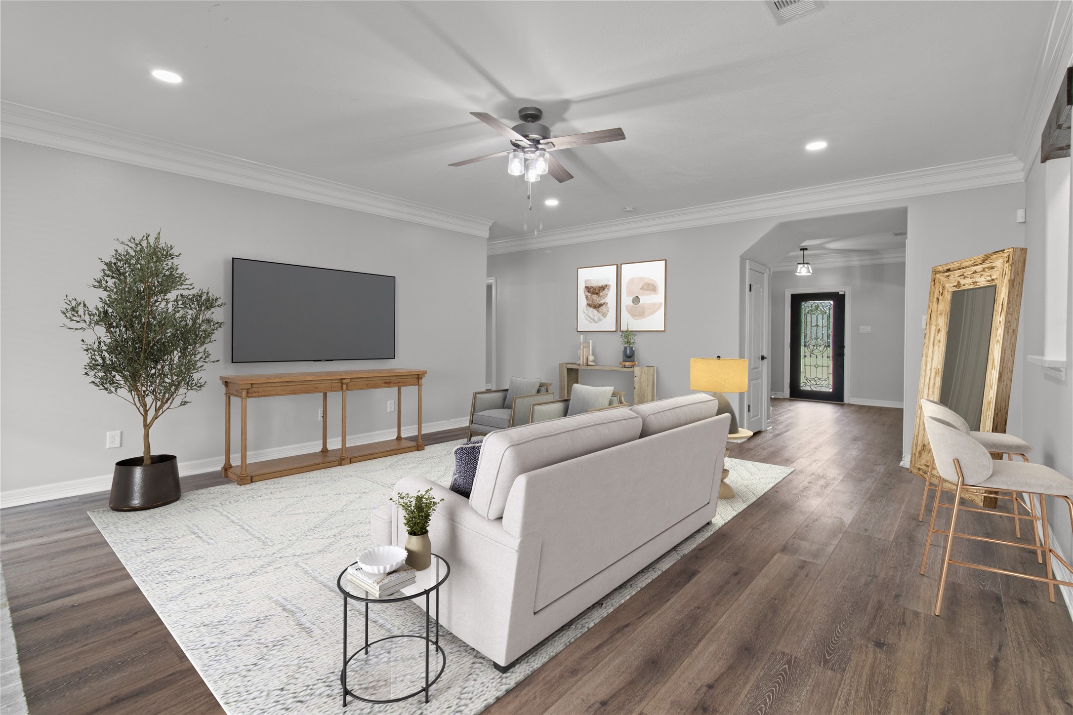 2730 Lawrence Road Kemah, TX 77565 - Photo 7 of 48 a living room with furniture and a chandelier