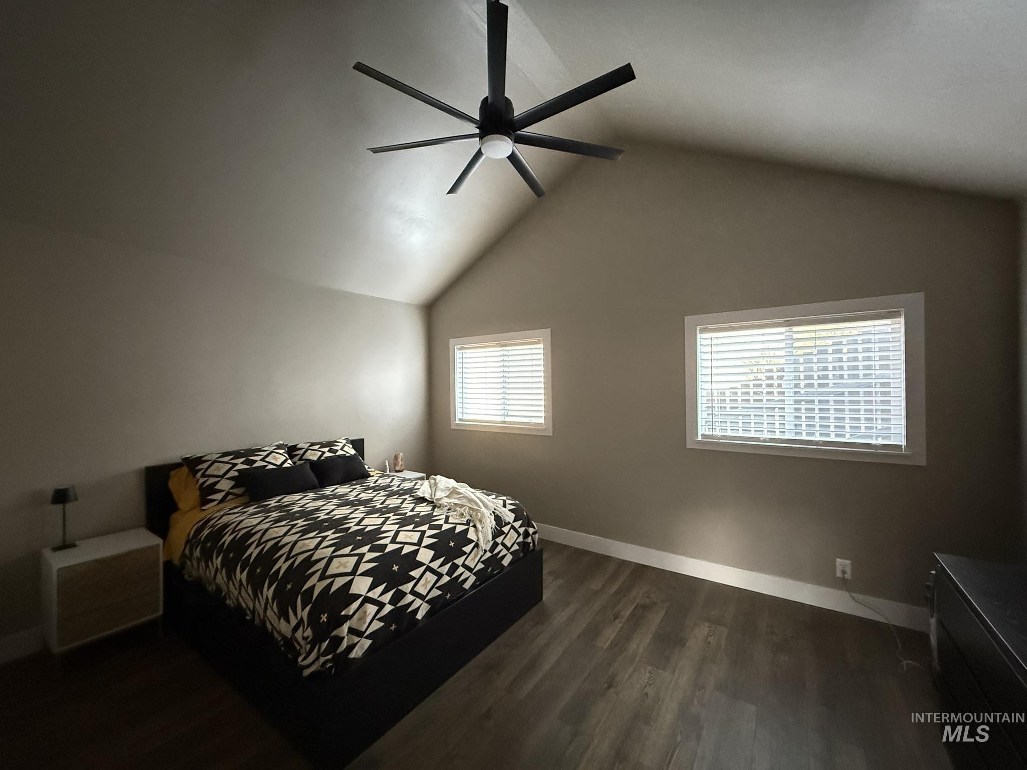 532 Old Pollock Road Riggins, ID 83549 - Photo 23 of 25 Bedroom with dark wood-style floors and a ceiling fan