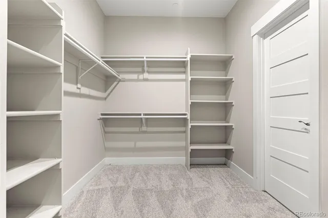 a view of an empty walk in closet