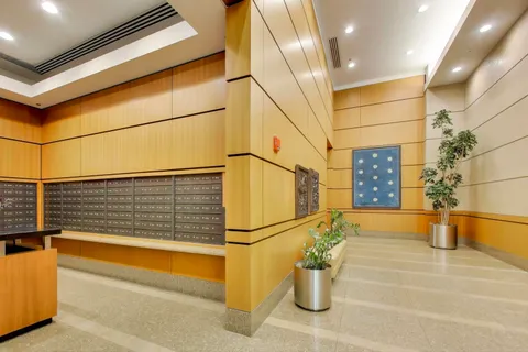 a view of a balcony with wooden floor