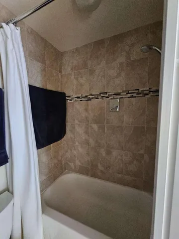 a bathroom with a bathtub