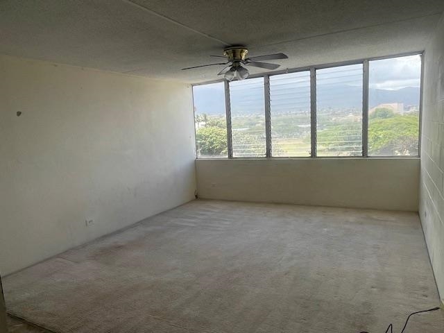 an empty room with a large window